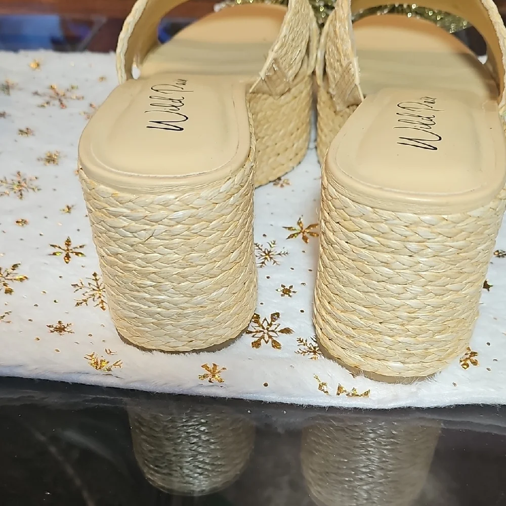Wild Pair Beige Woven Platform Sandals